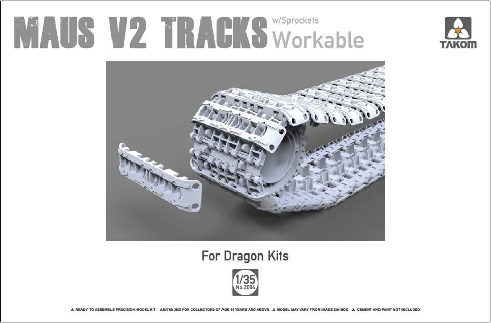 Chenilles Takom 2094 Maus V2 avec barbotins pour maquettes Dragon au 1/35