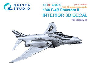 Quinta Studio QDS+48485 F-4B Phantom II Intérieur imprimé en 3D et coloré sur papier décalcomanie (Academy) (Petite version) (avec pièces en résine imprimées en 3D) 1/48