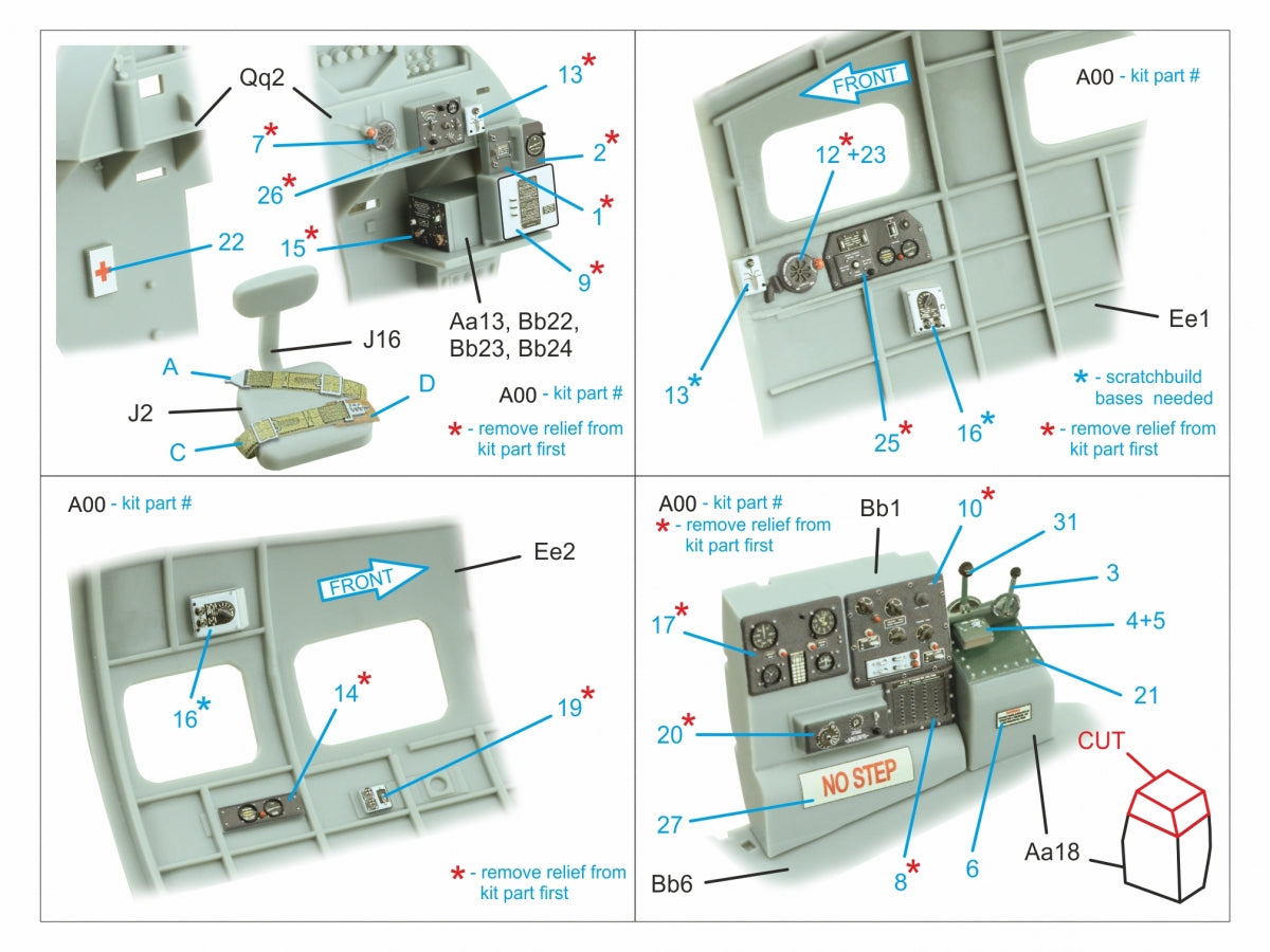 Maquette Quinta Studio QD32236 : compartiments du navigateur, du bombardier et des mitrailleurs latéraux et de queue du Boeing B-17E/F. Intérieur coloré imprimé en 3D (modèles HK) à l&amp;#39;échelle 1/32. – immagine 11