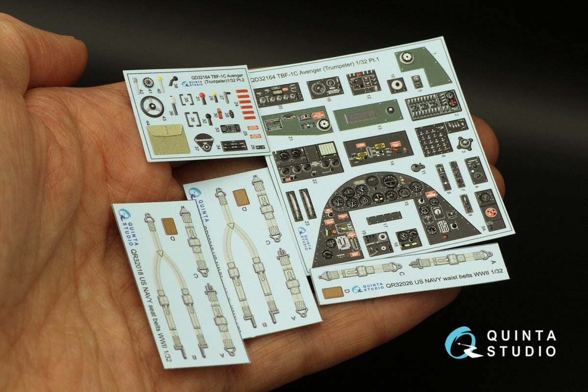 Intérieur imprimé en 3D et coloré sur papier décalcomanie Quinta Studio QD32164 TBF-1C Avenger (Trumpeter) 1/32 – immagine 6