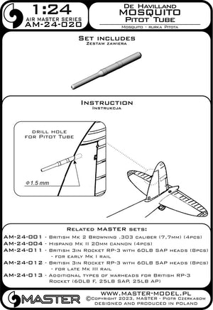 Master AM-24-020 De Havilland Mosquito - Tube de Pitot 1/24 – Bild 3