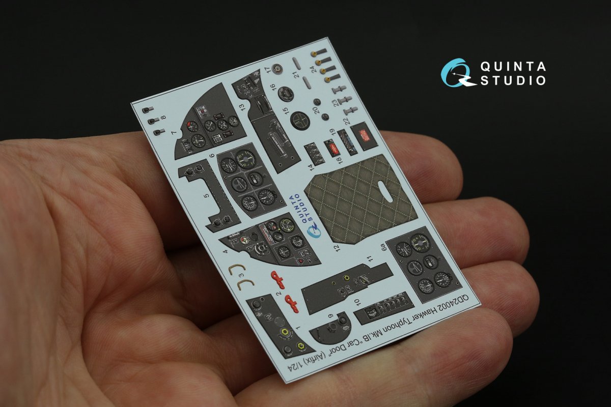 Intérieur imprimé en 3D et coloré sur papier décalcomanie pour Hawker Typhoon (Airfix) - Quinta Studio QD24002 (Porte de voiture) - Échelle 1/24 – immagine 9