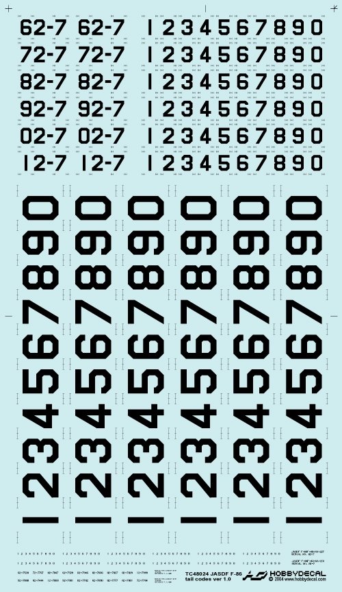 HobbyDecal TC48024V1 Codes de queue JASDF F-86 ver 1 1/48