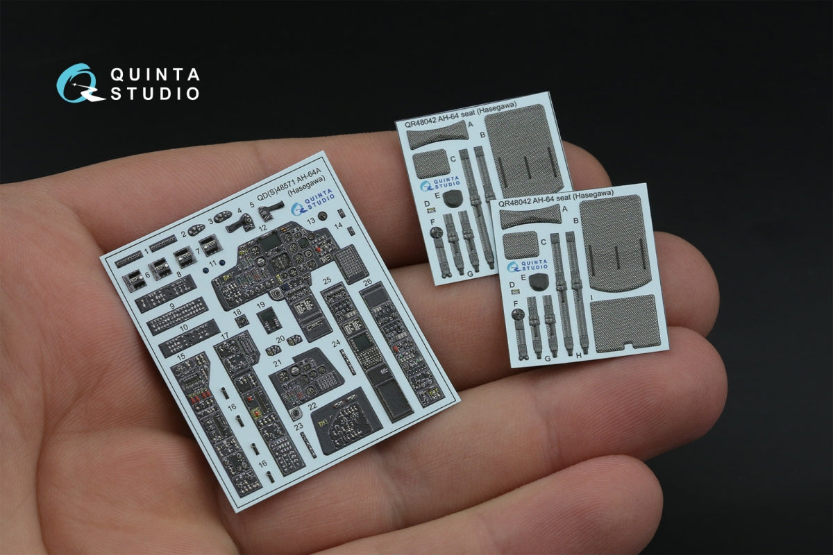 Intérieur imprimé en 3D et coloré sur papier décalcomanie Quinta Studio QD48571 AH-64A (Hasegawa) 1/48 – immagine 3