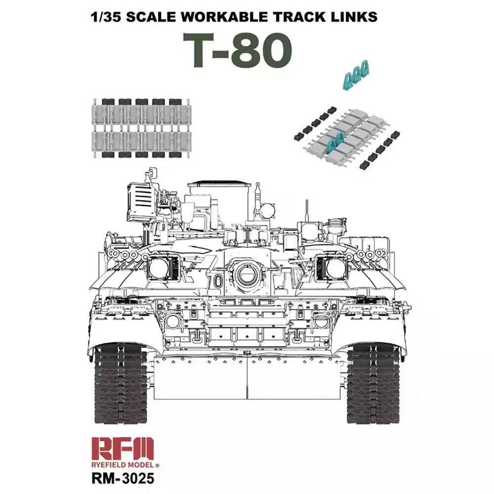 Maquette Rye Field 3025 T-80 Chenilles fonctionnelles 1/35