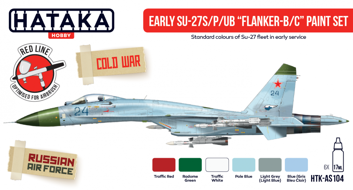 Hataka Hobby HTK-AS104 Early Su-27S/P/UB "Flanker-B/C" paint set (6x17ml)