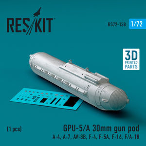 RESKIT RS72-0138 GPU-5/A Nacelle de canon de 30 mm (1 pièce) (Impression 3D) 1/72 – image 2