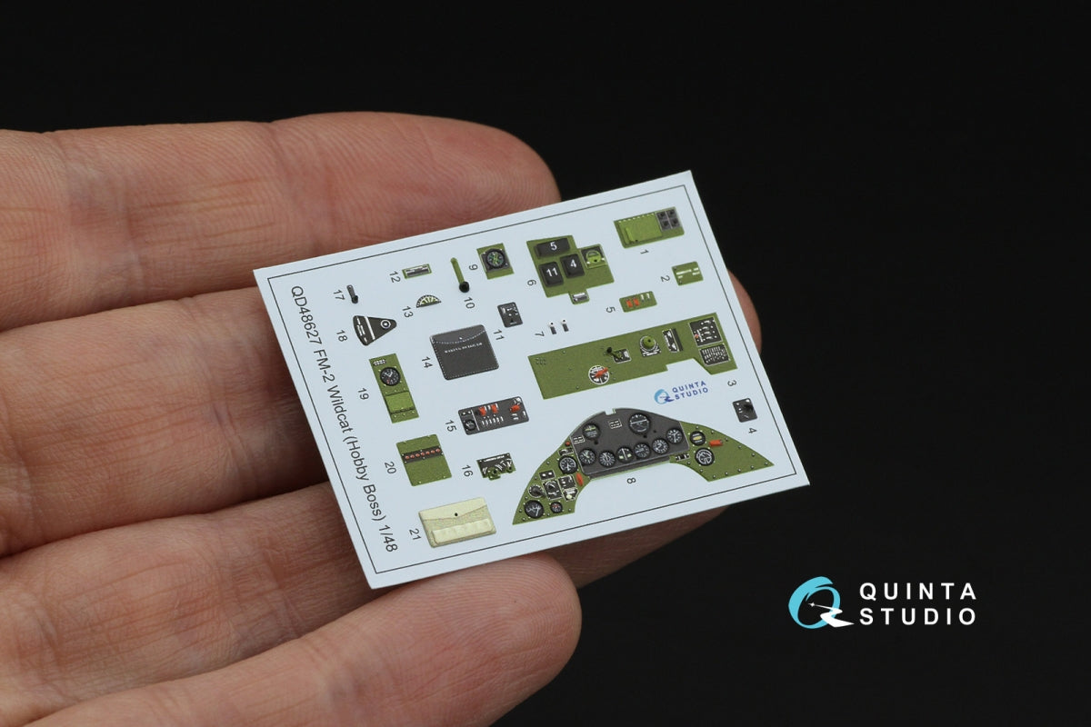 Quinta Studio QD48627 FM-2 Wildcat 3D-Printed &amp; coloured Interior on decal paper (Hobby Boss) 1/48
