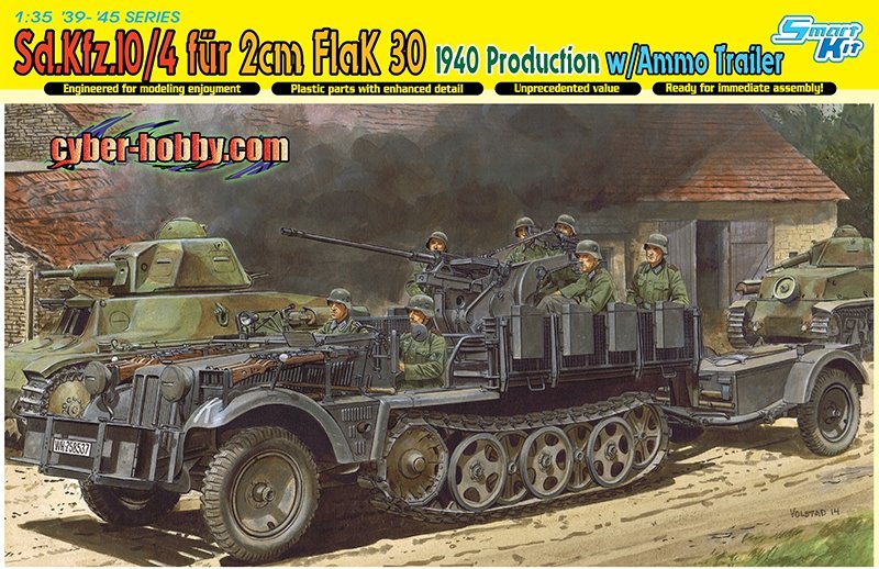 Dragon 6711 Sd.Kfz.10/4 fourrure 2 cm FlaK 30, 1940 Production avec remorque de munitions (1/35)