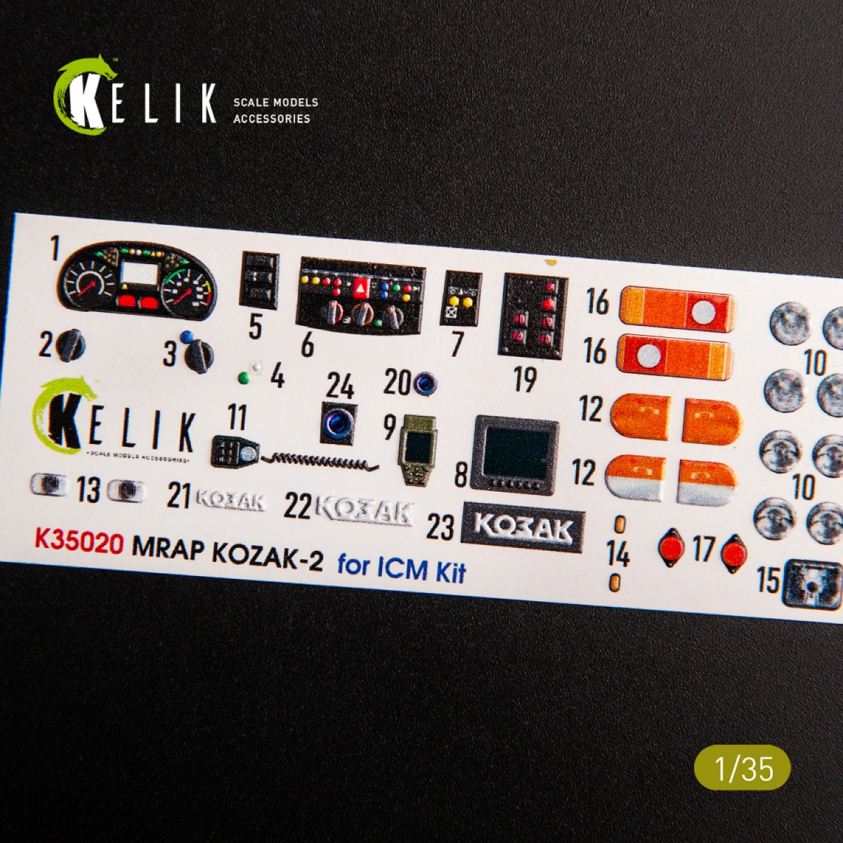 KELIK K35020 KOZAK-2 UKRAINIAN MRAP 3D DÉCALCOMANIES POUR MAQUETTE ICM 1/35 – imagen 2