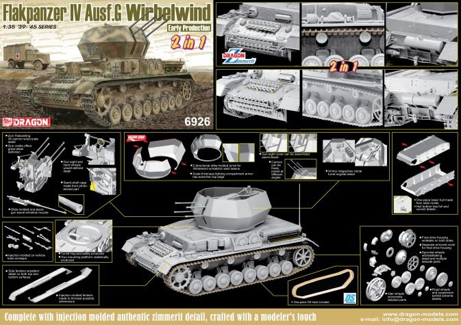Dragon 6926 Flakpanzer IV Ausf.G &amp;quot;Wirbelwind&amp;quot; Première production (2 en 1) 1/35 – Bild 2