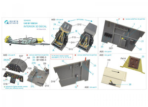 Intérieur imprimé en 3D et coloré sur papier décalcomanie pour Bf 109E-3/4 (kits Wingsy) de Quinta Studio QD48240, échelle 1/48 – image 2