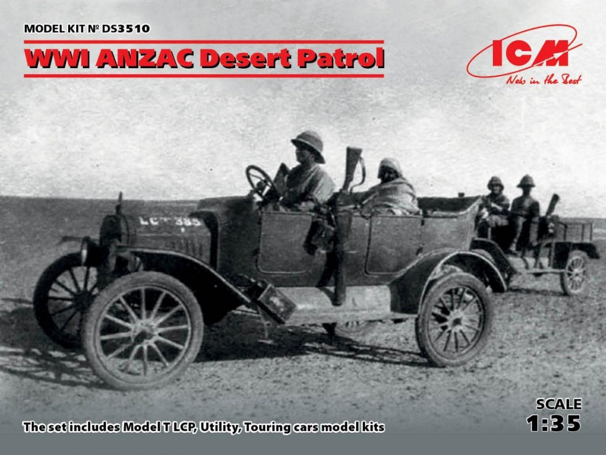 ICM DS3510 Patrouille du désert ANZAC de la Première Guerre mondiale (Modèle T LCP, utilitaire, de tourisme) 1/35