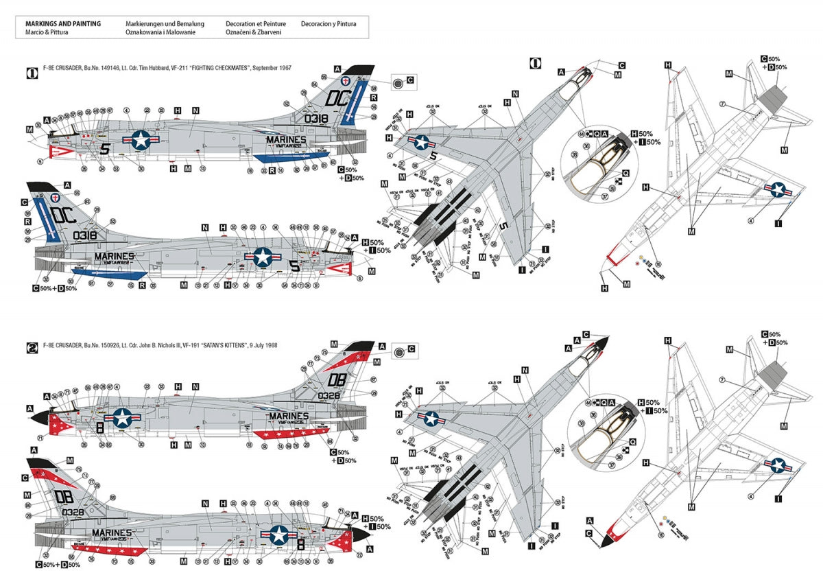 Hobby 2000 72074 F-8E Crusader Marines (ACADÉMIE + CARTOGRAPHIE + MASQUES) 1/72  – imagen 2