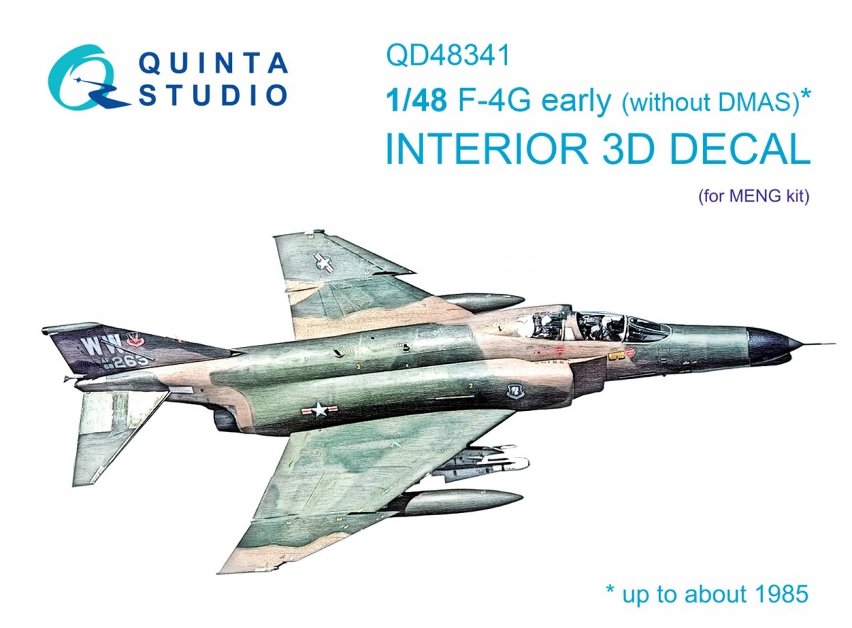 Quinta Studio QD48341 F-4G early 3D-Printed &amp; colored Interior on decal paper (Meng) 1/48