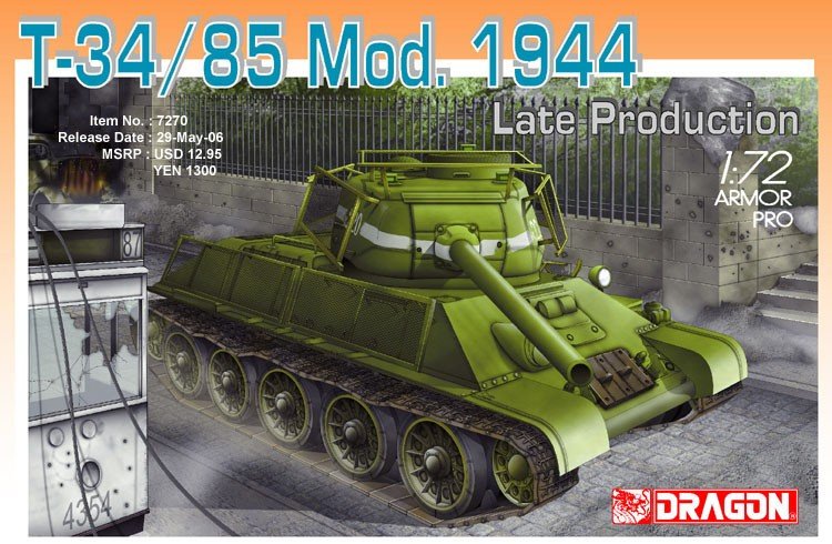Dragon 7270 T-34/85, mod.1944 tardif (1/72)