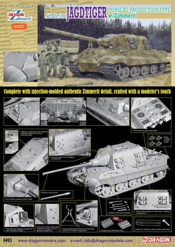 Dragon 6493 Sd.Kfz. 186 Jagdtiger Porsche Type de production avec zimmerit (1/35) – image 2
