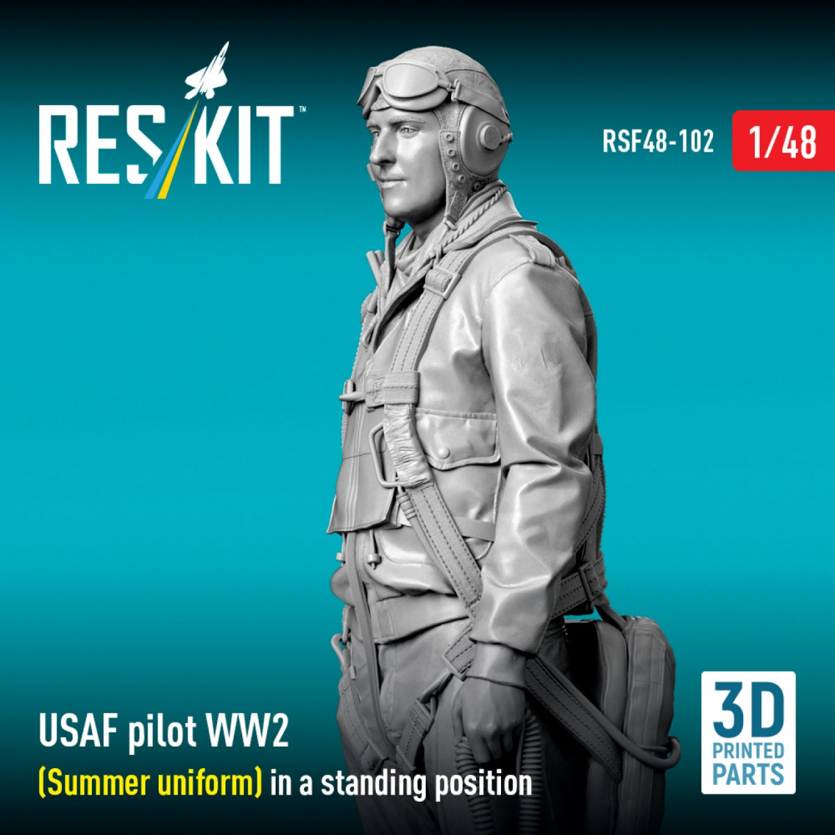 RESKIT RSF48-0102 USAF pilot WW2 (Summer uniform) in a standing position (3D Printed) 1/48