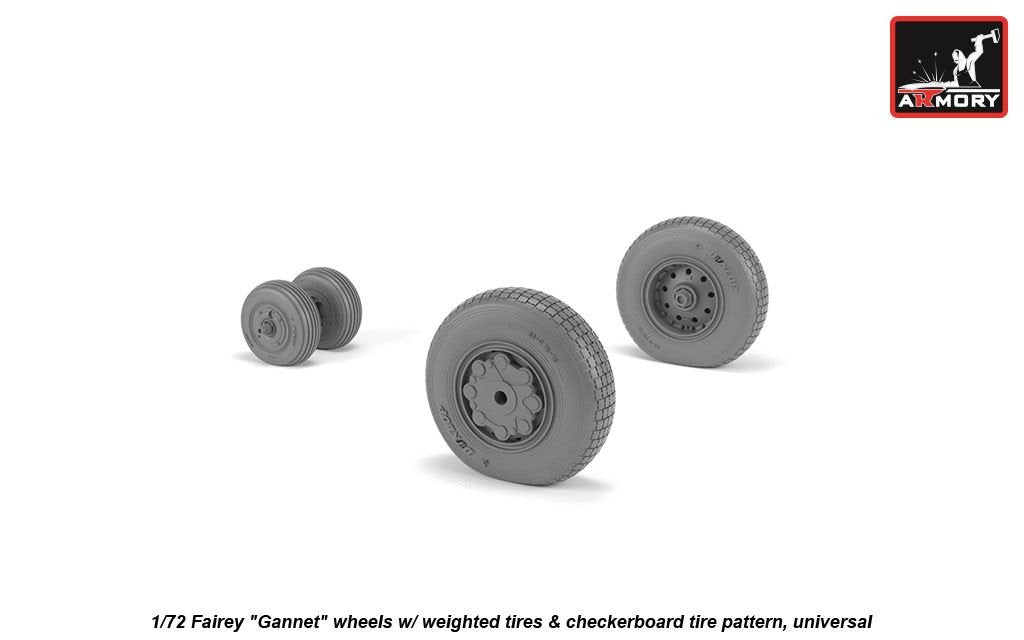 Armory Models AW72413 Fairey Gannet, roues de type tardif avec pneus lestés à motif damier, échelle 1/72  – image 3