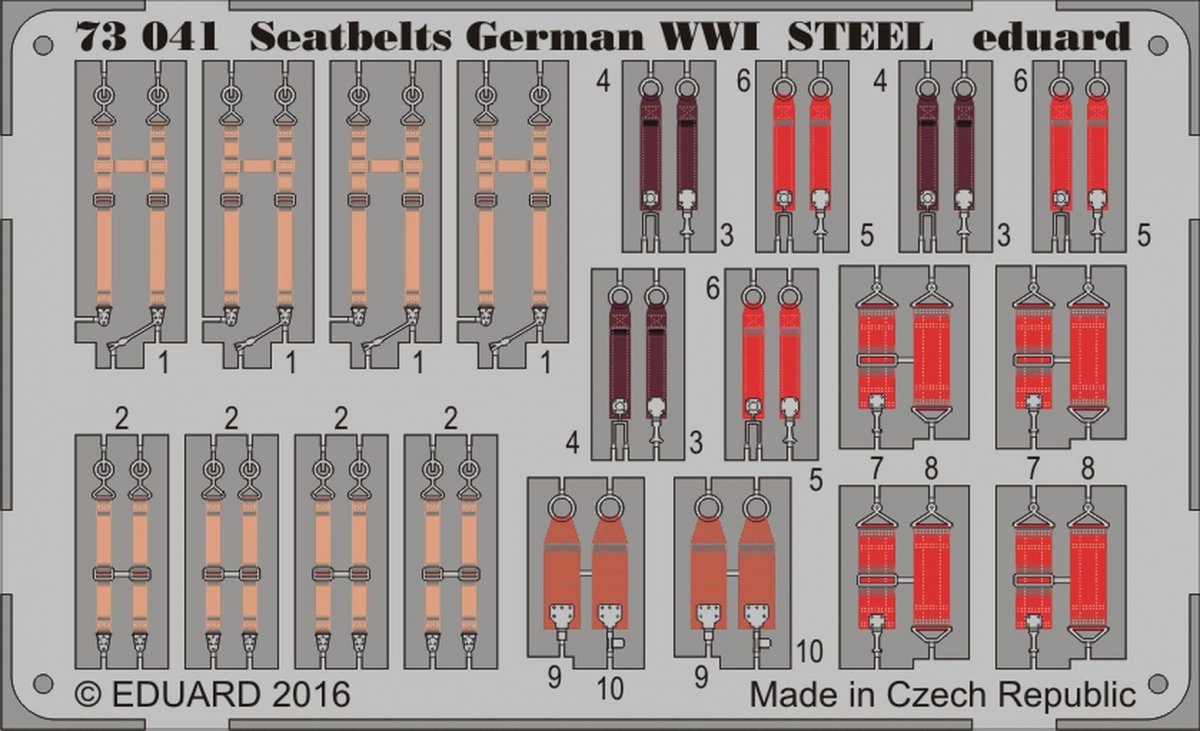 Eduard 73041 Ceintures de sécurité allemandes de la Première Guerre mondiale, acier, échelle 1/72