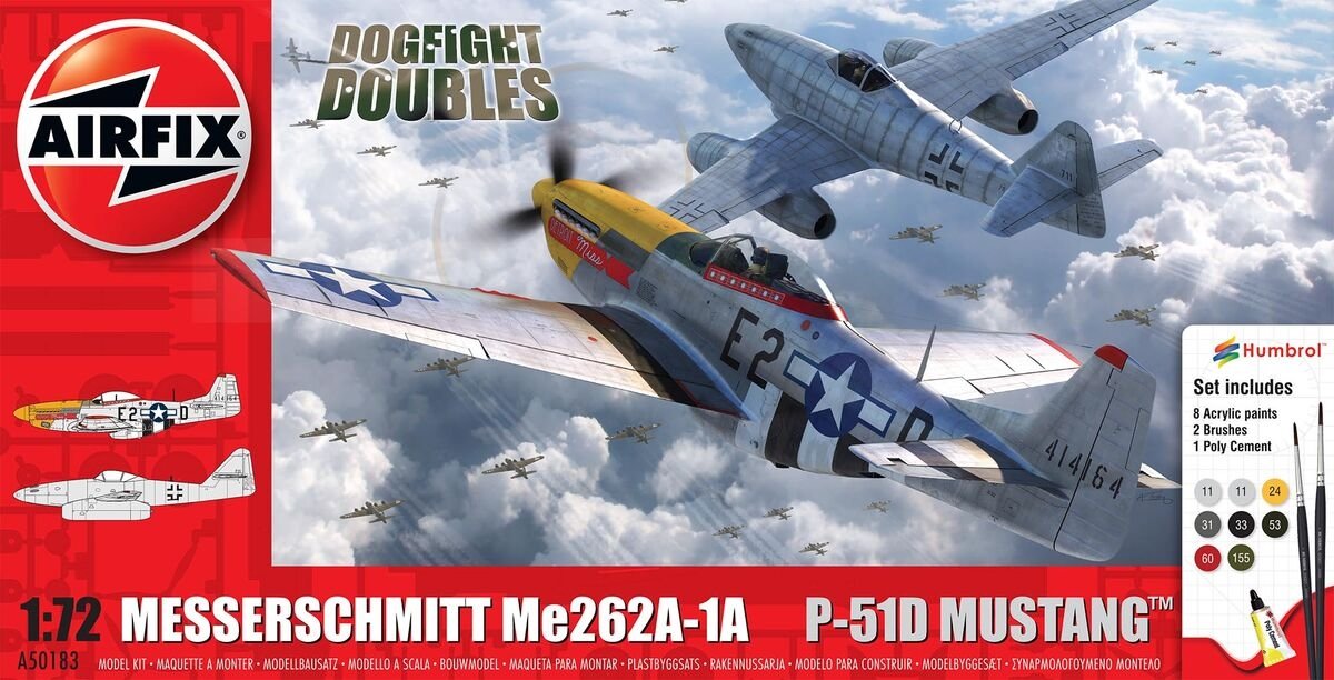 Airfix 50183 Messerschmitt Me262 &amp;amp; P-51D Mustang Combat aérien double - Coffret cadeau 1/72