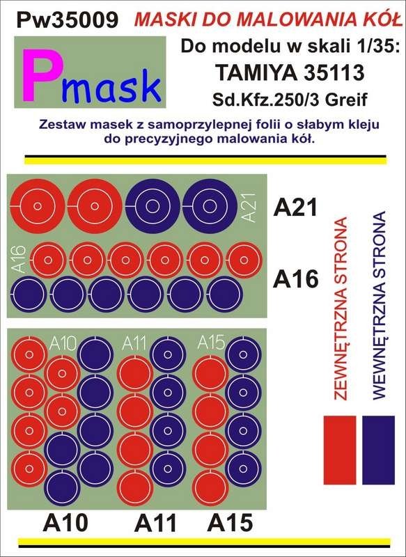 Masque P PW35009 SD.KFZ.250/3 GREIF TAMIYA 35113 (1/35)