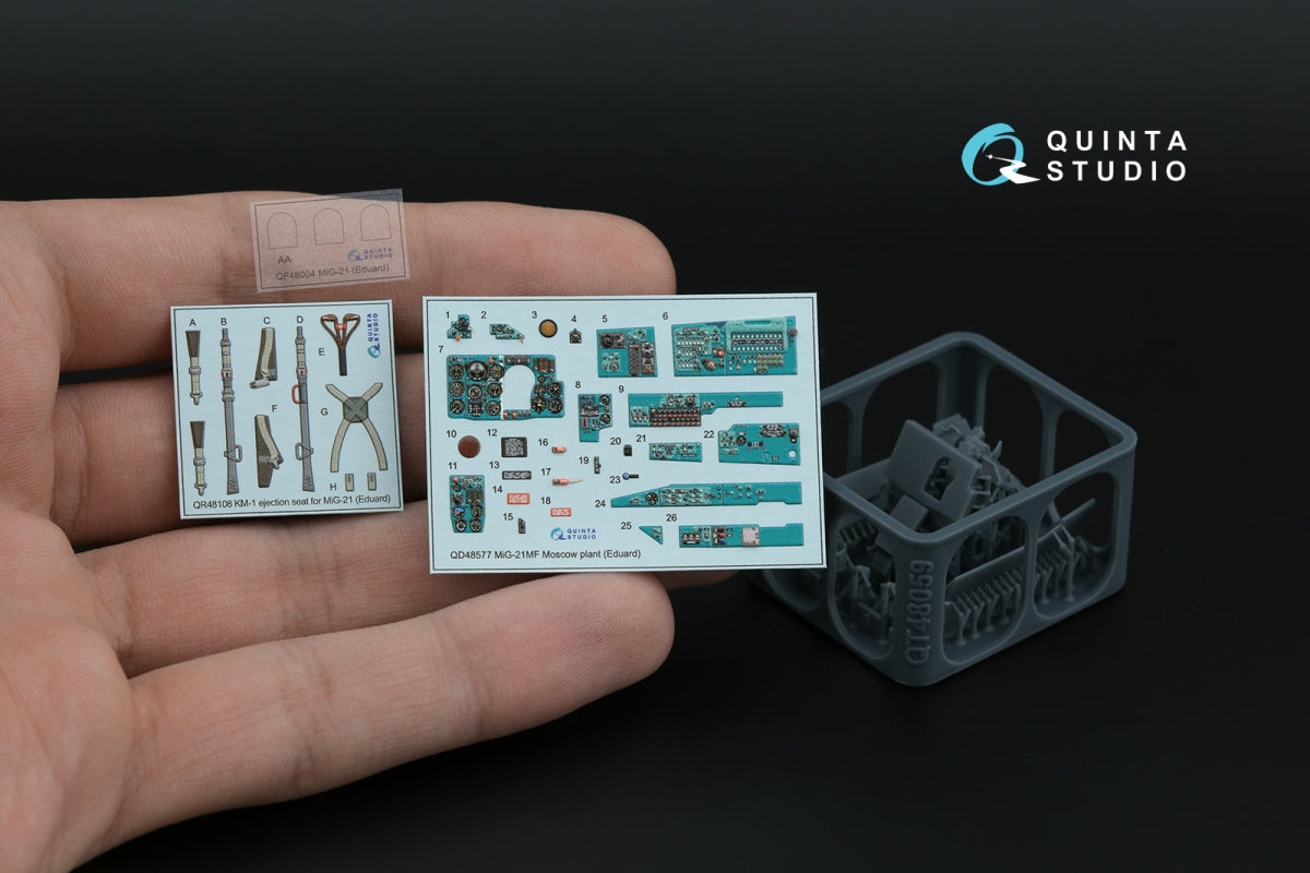 Quinta Studio QD+48577 MiG-21MF Fishbed-J (usine de Moscou) Intérieur imprimé en 3D et coloré sur papier décalcomanie (Eduard) (avec pièces en résine imprimées en 3D) 1/48 – Bild 4