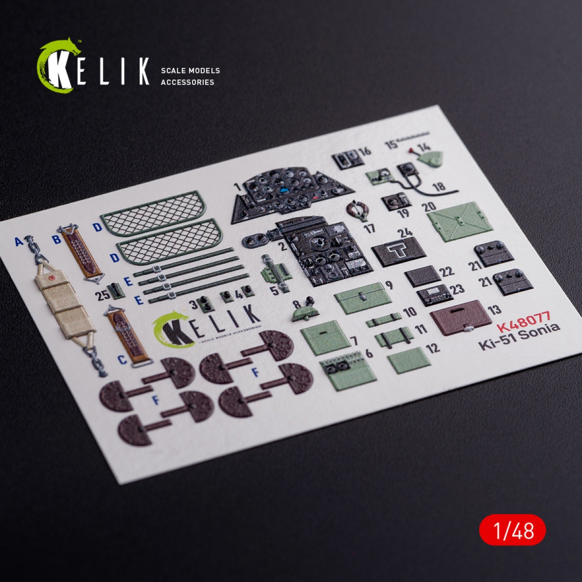 Décalcomanies 3D pour l'intérieur du Ki-51 Sonia KELIK K48077, compatibles avec la maquette WingsyKits au 1/48