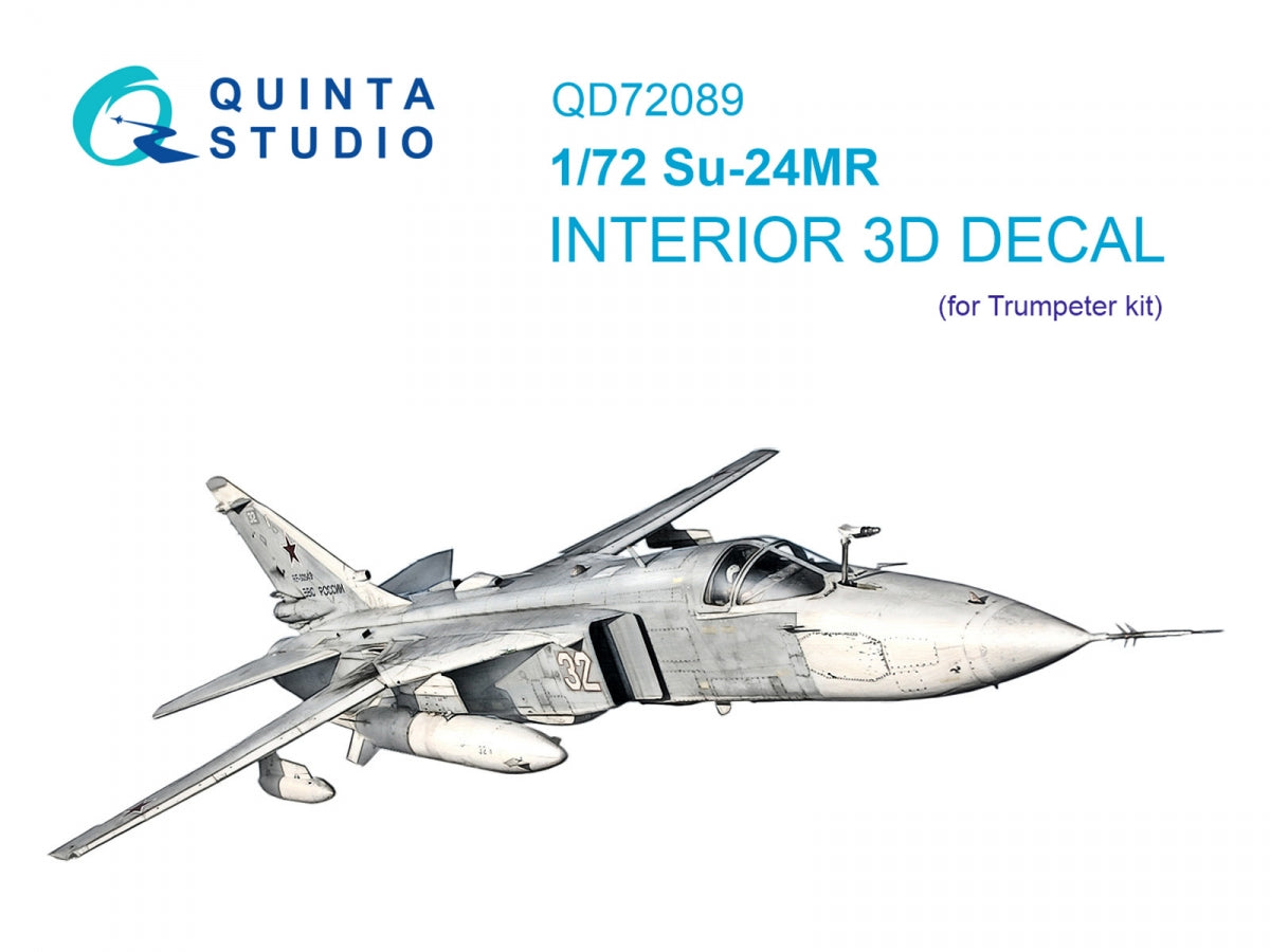 Intérieur imprimé en 3D et coloré sur papier décalcomanie Quinta Studio QD72089 Su-24MR (Trumpeter) 1/72