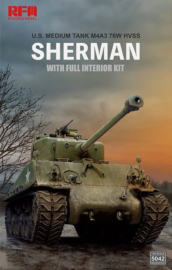 Maquette Rye Field M4A3 76W HVSS Sherman, échelle 1/35, avec intérieur complet