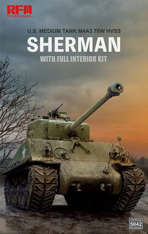 Maquette Rye Field M4A3 76W HVSS Sherman, échelle 1/35, avec intérieur complet