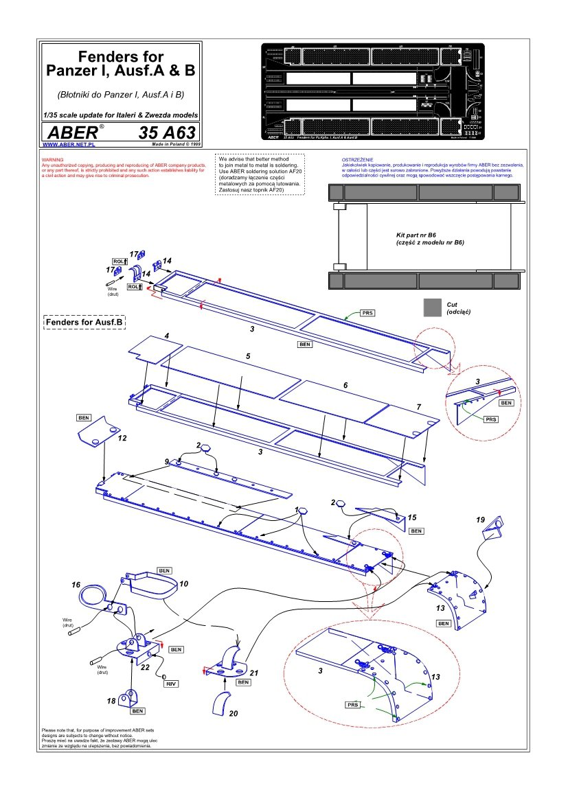 Aber 35A063 Błotniki do Panzer I, Ausf.A i B 1/35 – zdjęcie 4