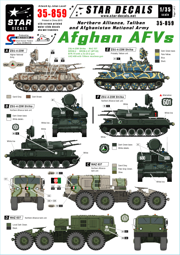 Star Decals 35-859 Chars afghans 1/35