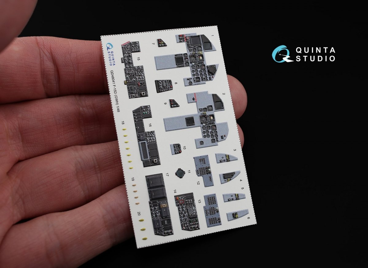 Intérieur imprimé en 3D et coloré sur papier décalcomanie Quinta Studio QD48041 F-15D (pour kit GWH) 1/48 – image 6