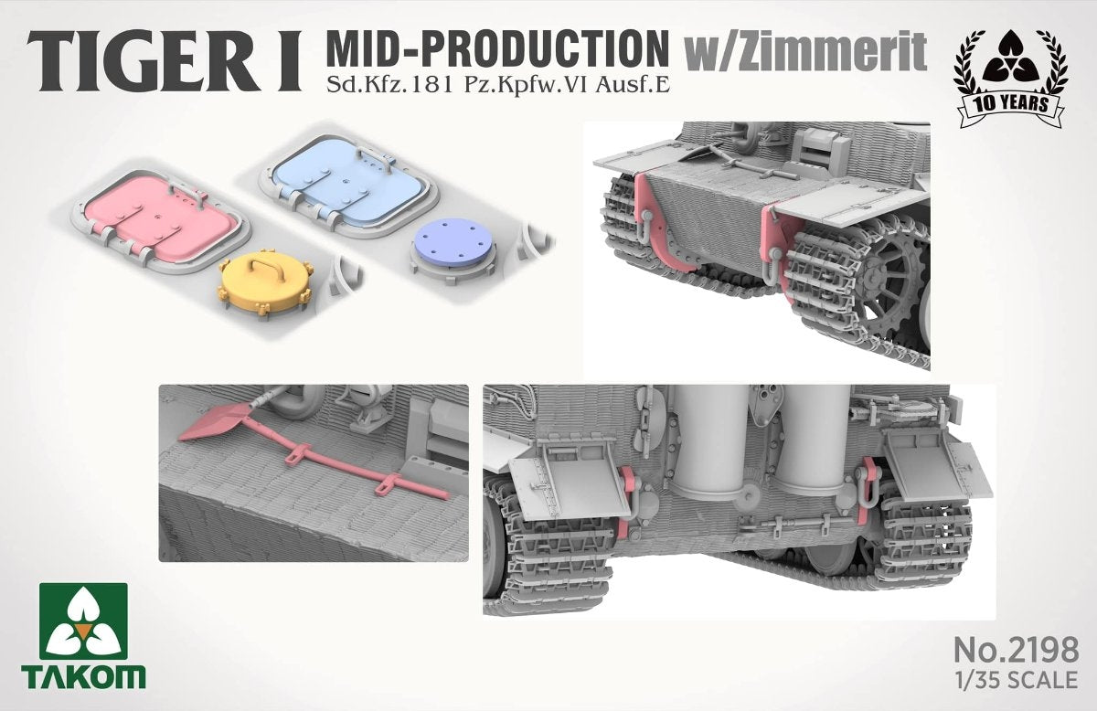 Takom 2198 Tiger I Mid-Production avec Zimmerit Sd.Kfz. 181 Pz.Kpfw. VIAusf. E 1/35 – immagine 5