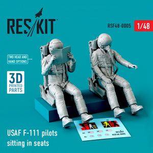 RESKIT RSF48-0005 PILOTES DE F-111 DE L&amp;#39;USAF ASSIS SUR LEURS SIÈGES (2 PIÈCES) (IMPRIMÉ EN 3D) 1/48