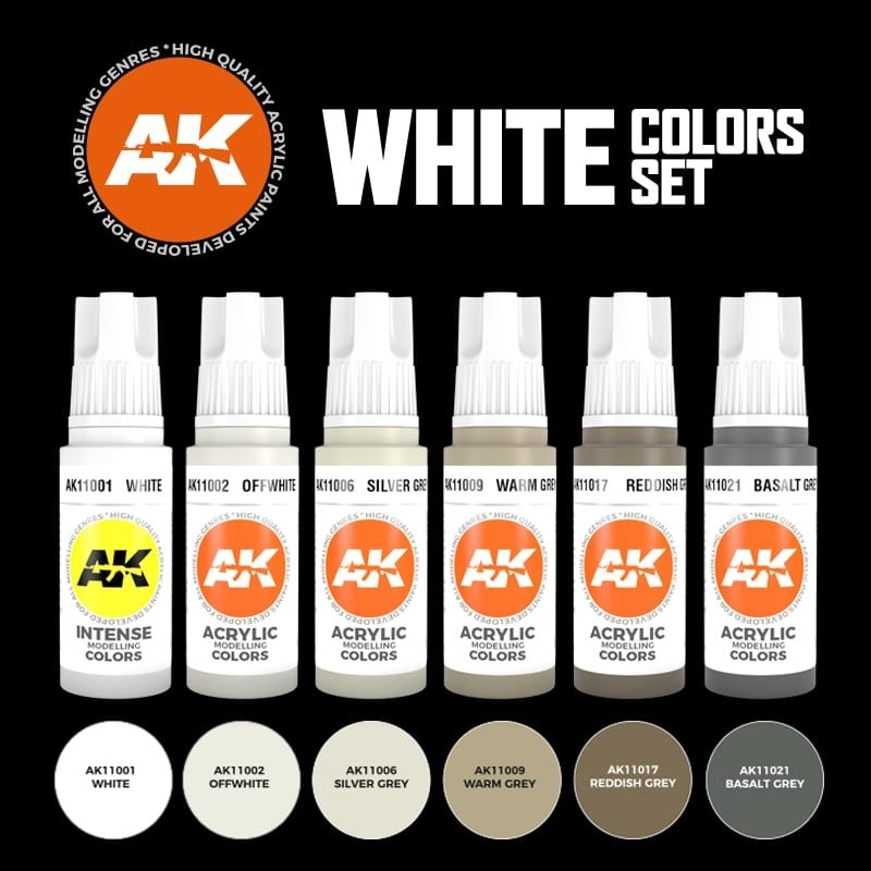 AK Interactive AK11609 COULEURS BLANCHES ENSEMBLE 6x17 ml