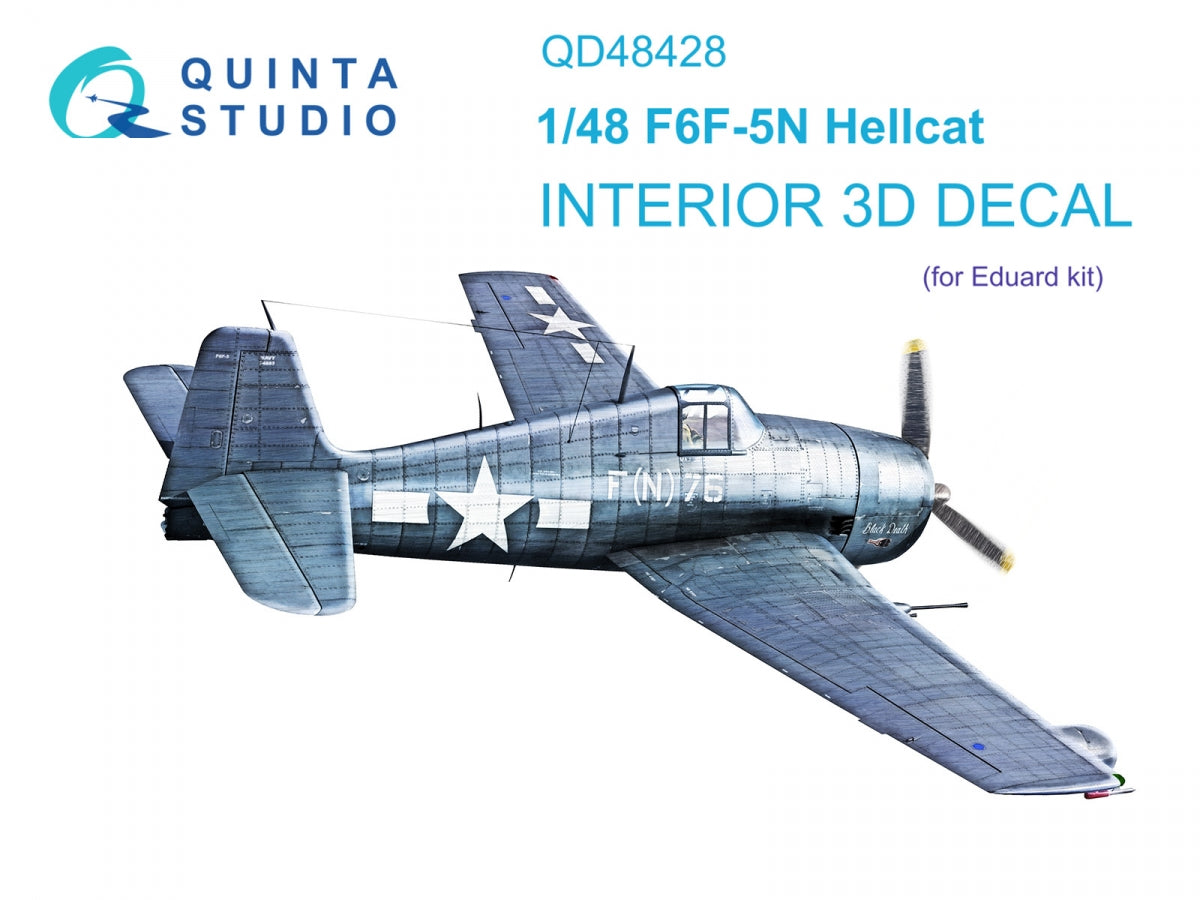 Intérieur coloré imprimé en 3D sur papier décalcomanie Quinta Studio QD48428 F6F-5N Hellcat (Eduard) 1/48