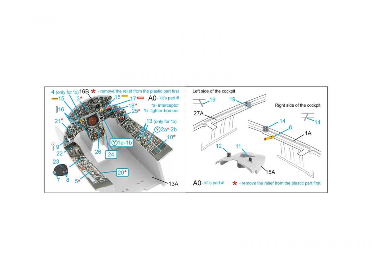Intérieur coloré imprimé en 3D sur papier décalcomanie Quinta Studio QDS-32180 F-104S (Italeri) (petite version) 1/32 – Bild 12