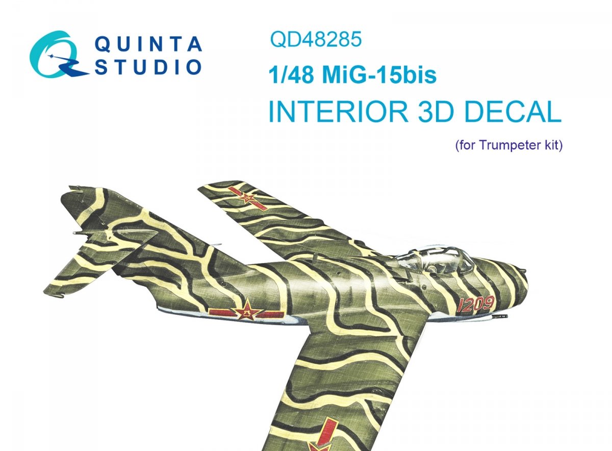 Intérieur imprimé en 3D et coloré du MiG-15bis (Trumpeter) par Quinta Studio QD48285, échelle 1/48
