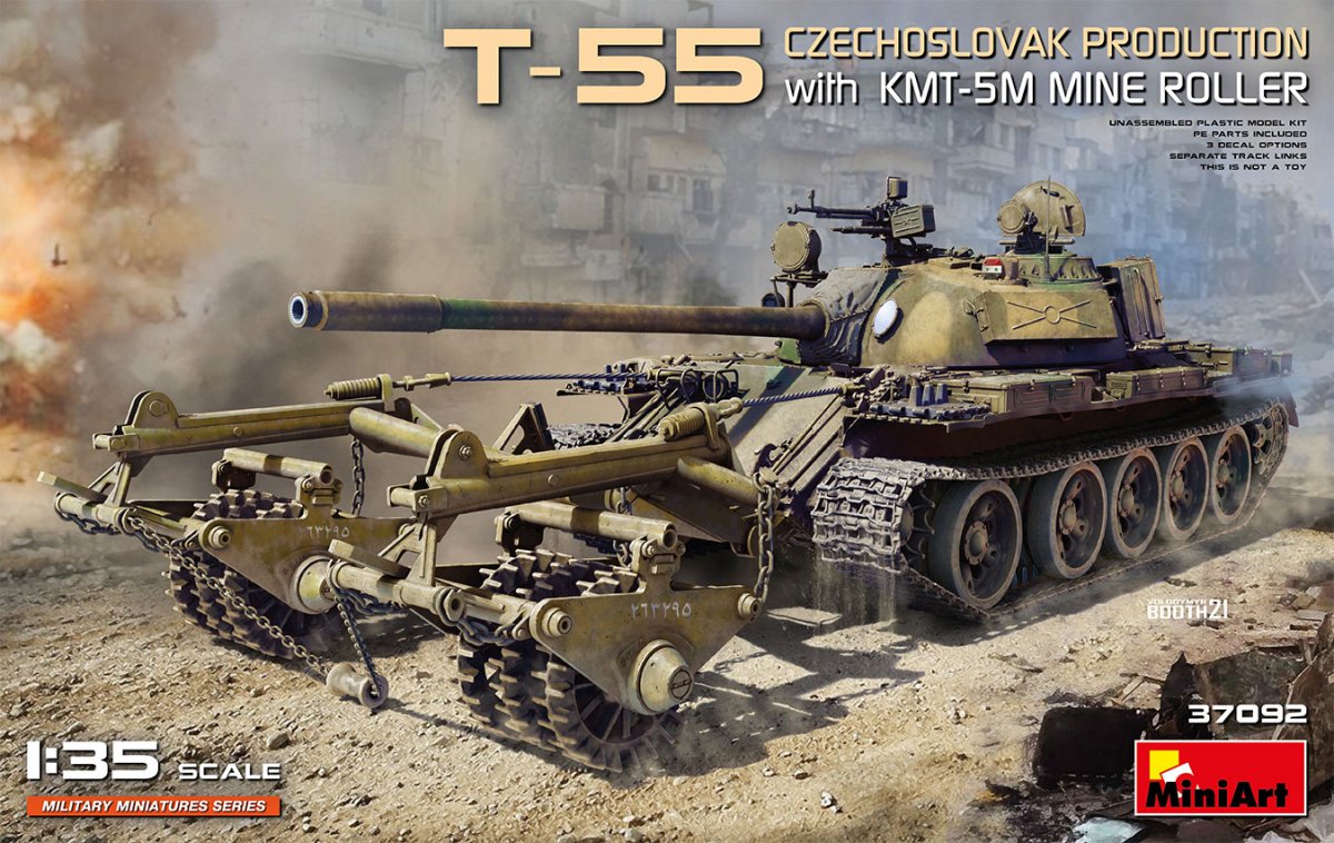 MiniArt 37092 T-55 PRODUCTION TCHÉCOSLOVAQUE avec rouleau de déminage KMT-5M 1/35