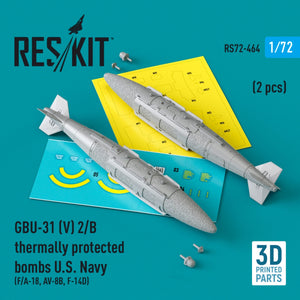 RESKIT RS72-0464 GBU-31 (V) 2/B Bombes à protection thermique US Navy (2 pièces) (Impression 3D) 1/72