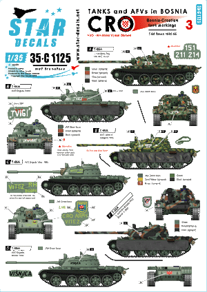 Star Decals 35-C1125 HVO - Hrvatsko Vijece Obranie (Croate). T-55 et T-55A 1992-95 1/35