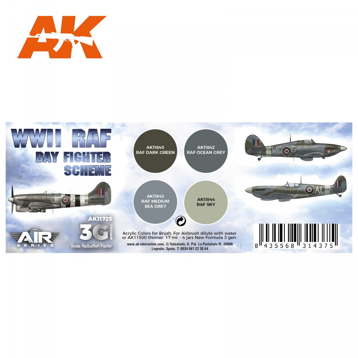 AK Interactive AK11725 Schéma de chasseur de jour de la RAF de la Seconde Guerre mondiale 4x17 ml – image 2