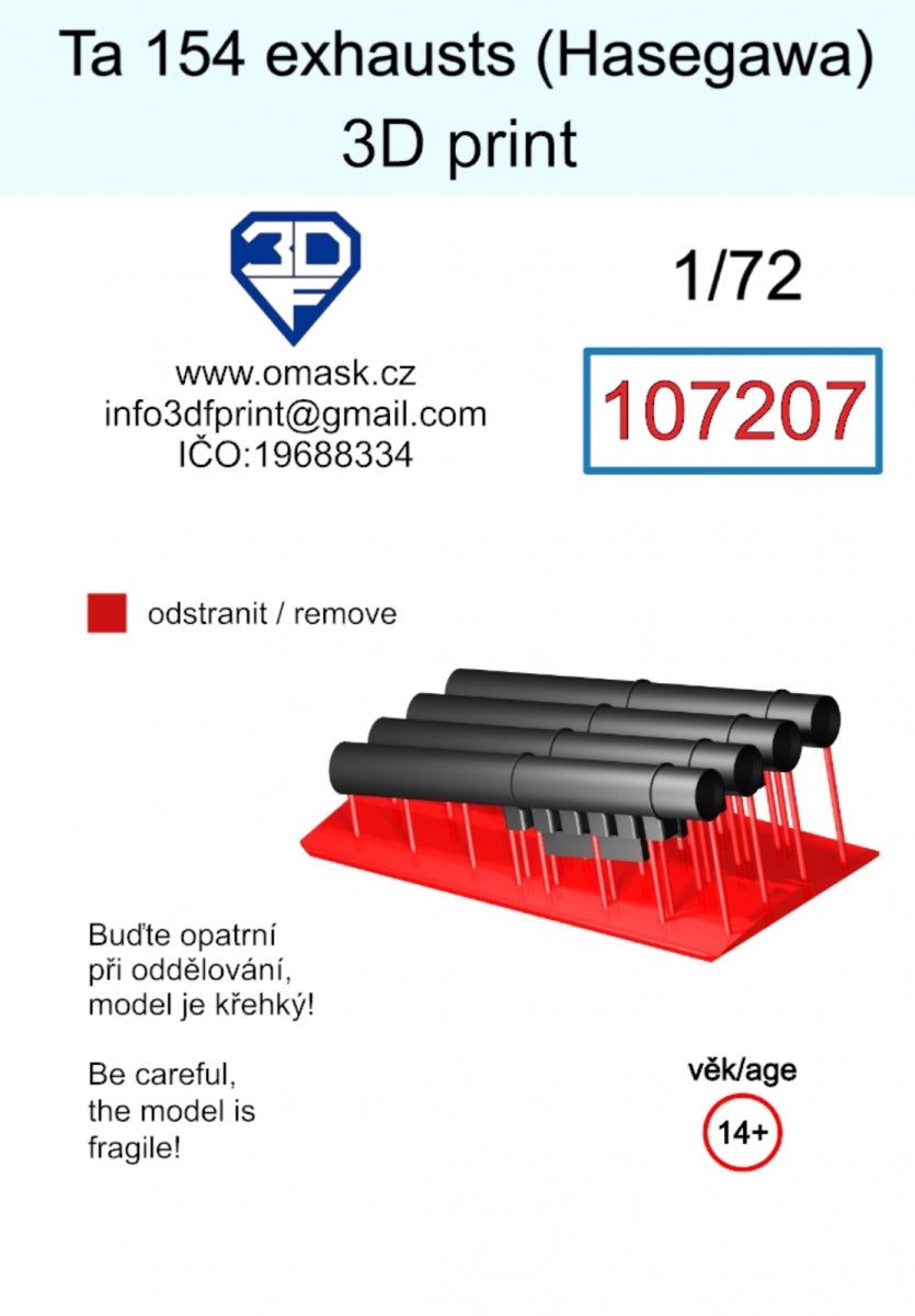Échappements Omask 107207 Ta 154 (Hasegawa) Impression 3D 1/72 – immagine 2