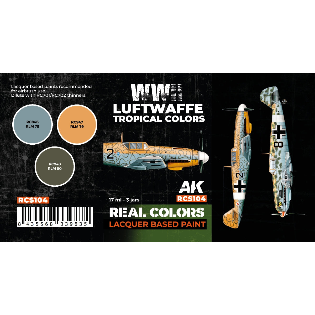 AK Interactive RCS104 Couleurs tropicales de la Luftwaffe de la Seconde Guerre mondiale 3 x 17 ml – image 2