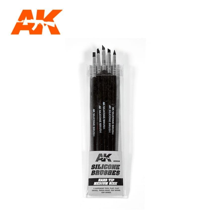 AK Interactive AK9088 BROSSES EN SILICONE À POINTE DURE MOYENNE 5 PIÈCES