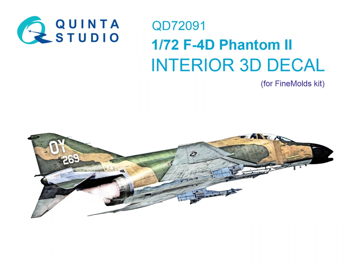 Intérieur imprimé en 3D et coloré sur papier décalcomanie Quinta Studio QD72091 F-4D (Fine Molds) 1/72