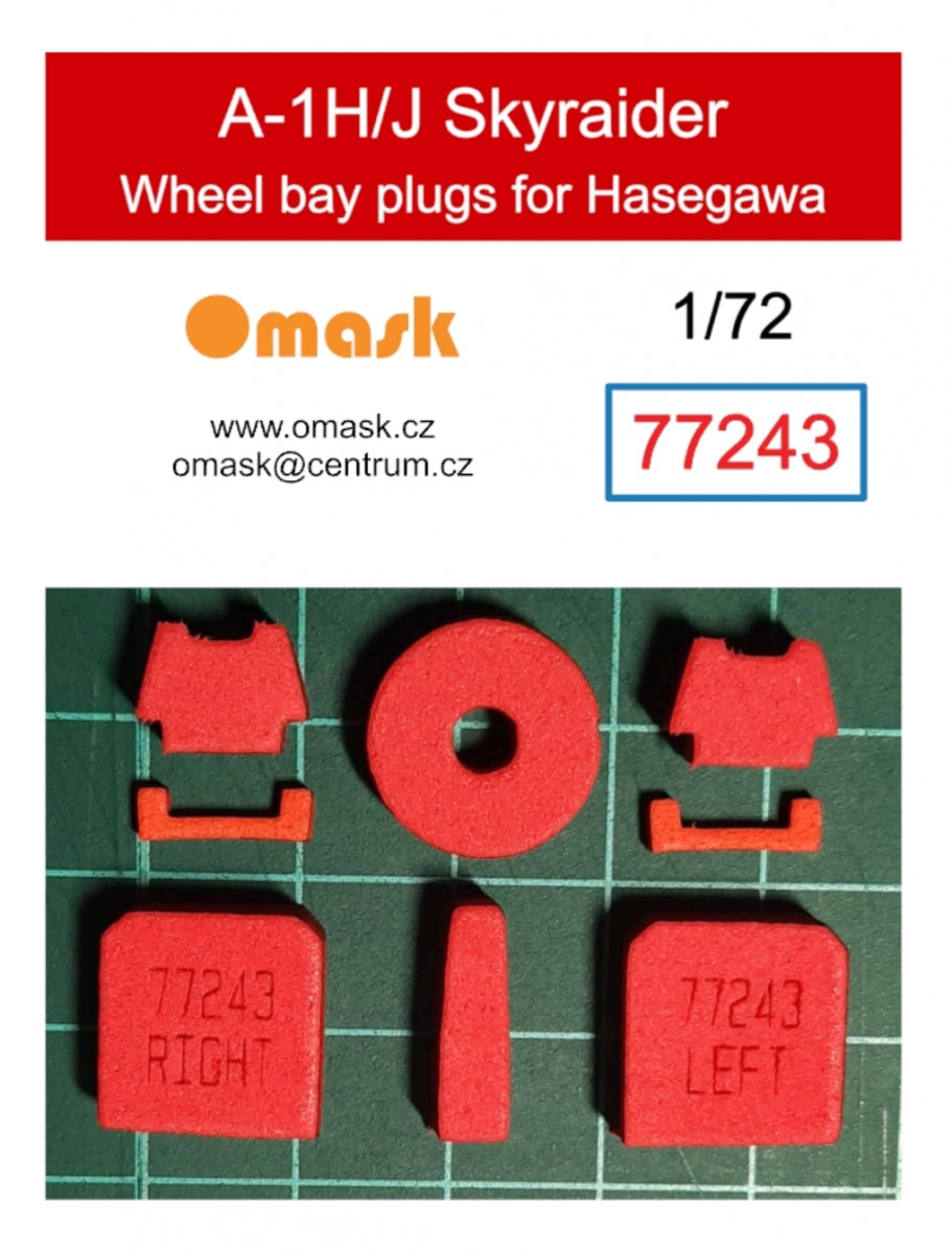 Bouchons de puits de train d'atterrissage Omask 77243 A-1H/J Skyraider (pour Hasegawa/Hobby 2000) 1/72