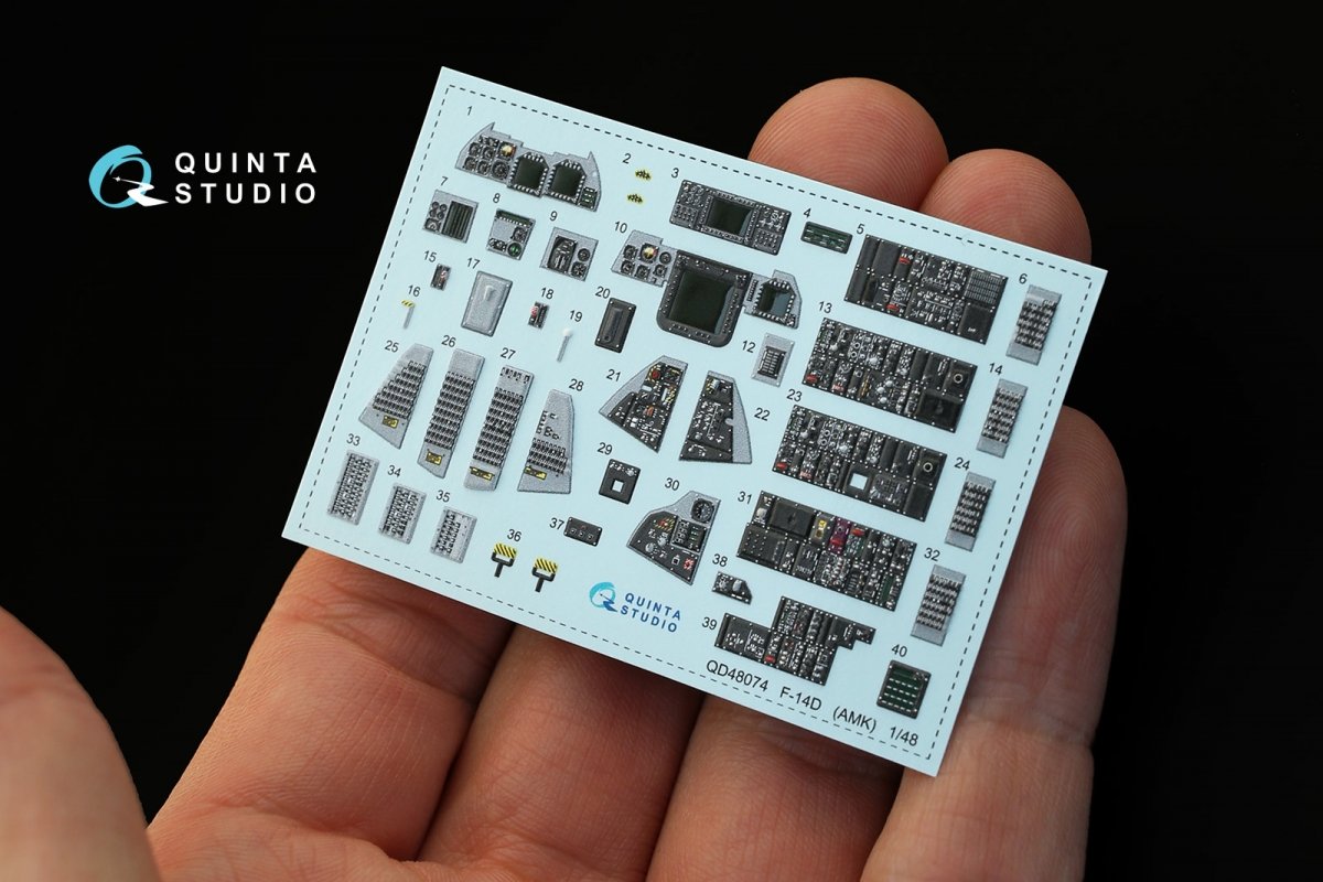 Intérieur imprimé en 3D et coloré sur papier décalcomanie Quinta Studio QD48074 F-14D (pour kit AMK) 1/48 – Bild 3